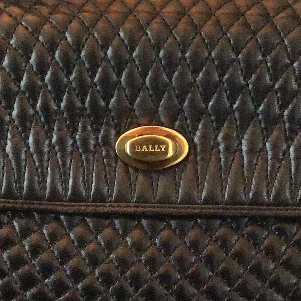 Vintage 1980s Bally Quilted Black Leather Handbag